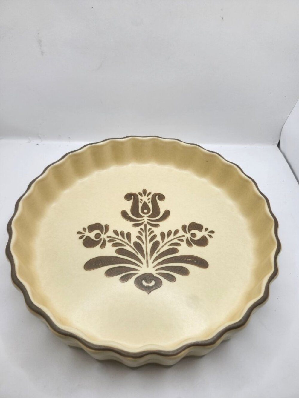 Vintage Pfaltzgraff China Quiche Dish in Village Pattern